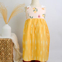 SAMPLE SALE DRESS - Mixed Tropical Fruit Print in Yellow - Size 5/6 yrs. Only