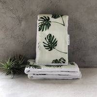 Baby Burp Cloth Set of 3 - Monstera, Rainbow and Bird of Paradise Prints - Tropical Baby Gift Set - Boutique Baby Gift - Layette Gift - Hawaii Baby - bitty bambu