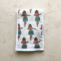 Burp Cloth with hula girls print - made in Maui, Hawaii - baby gift by bitty bambu