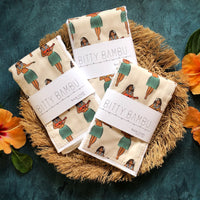 Burp Cloth with hula girls print - made in Maui, Hawaii - baby gift by bitty bambu