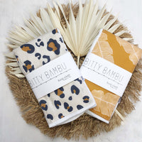 SALE | Animal Print and Banana Leaf Burp Cloth - Baby Gift Set - Cheetah Mustard Print Baby Gift - Newborn, Shower, Mom to Be Gift Idea
