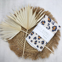SALE | Animal Print and Banana Leaf Burp Cloth - Baby Gift Set - Cheetah Mustard Print Baby Gift - Newborn, Shower, Mom to Be Gift Idea
