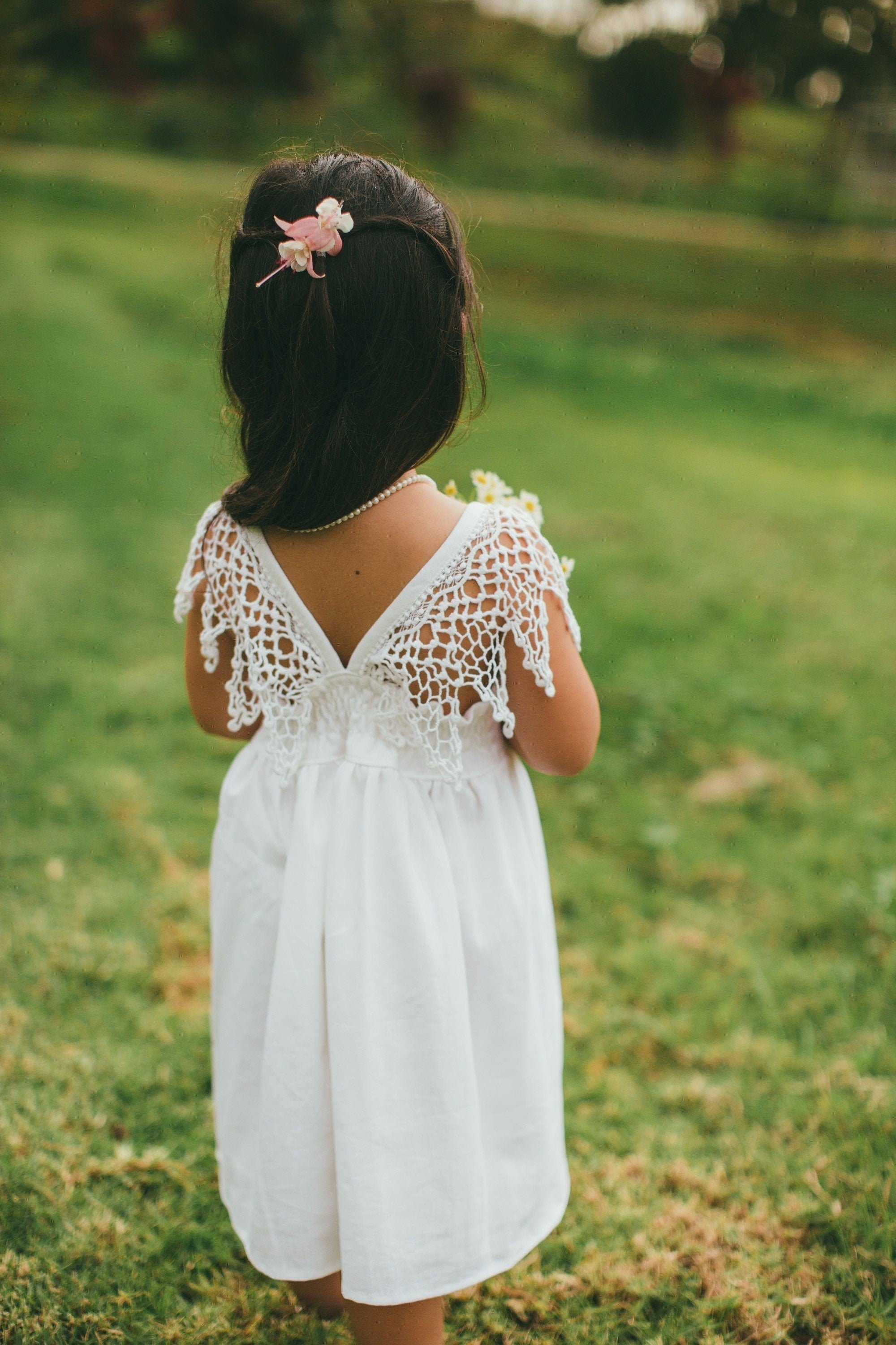 Ivory Flower Girl | Photoshoot Dress Boho | White Lace Flower Girl Dress |  Flower Girl Dress Ivory or White | Junior Bridesmaid | Made in Maui Hawaii