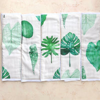 SALE - Baby Burp Cloth Set of TWO - Layette Gift- 'Watercolor Leaves' - Made in Maui, Hawaii USA