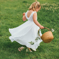 SALE White Girls Flower Girl Dress - White Lace Dress - Hawaii Wedding - Portrait Dress - Baptism Dress - Twirly Girls Dress - Made in USA