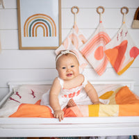 Retro Rainbow and Sun Lovey / Pacifier Keeper - Gauze Paci Keeper - Baby Lovey - Teether Blanket - Baby Security Blanket - Made in Maui