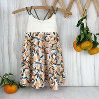 SALE - Twirly Summer Dress for baby, toddler, youth, tween girl / Orange Print / Eyelet / Dress for Girl