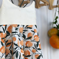 SALE - Twirly Summer Dress for baby, toddler, youth, tween girl / Orange Print / Eyelet / Dress for Girl