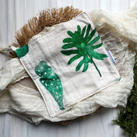Watercolor Leaves Baby Lovey / Pacifier Keeper - Gauze Paci Keeper - Baby Lovey - Baby Security Teether Blanket - Made in Maui, Hawaii
