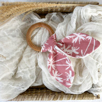 Baby Teether - Palm Trees - Rabbit Ears Organic Wooden Ring Teether for Baby Shower Gift - Layette Gift - Made in Maui Hawaii