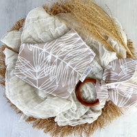 Baby Bib - Bandana Style Drool Bib - Leaves in Neutral - Gender Neutral Baby Gift - Baby Shower Gift - Made in Maui, Hawaii USA