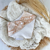 Baby Bib - Bandana Style Drool Bib - Ferns in Neutral - Gender Neutral Baby Gift - Baby Shower Gift - Made in Maui, Hawaii USA