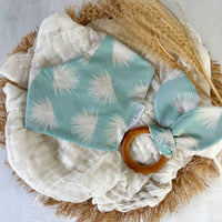 Baby Bib - Bandana Style Drool Bib - Fan Palms in Blue - Gender Neutral Baby Gift - Baby Shower Gift - Made in Maui, Hawaii USA