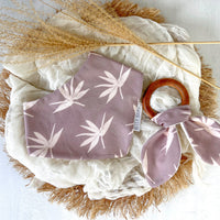 Baby Bib - Bandana Style Drool Bib - Bird of Paradise in Mauve - Tropical Baby Gift Made - Baby Shower Gift - Made in Maui, Hawaii USA
