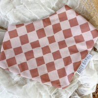 Baby Bib - Bandana Style Drool Bib - Checkered in Neutral / Brown - Gender Neutral Baby Gift Made - Baby Shower Gift - Made in Maui, Hawaii