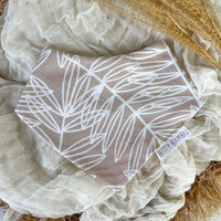 Baby Bib - Bandana Style Drool Bib - Leaves in Neutral - Gender Neutral Baby Gift - Baby Shower Gift - Made in Maui, Hawaii USA