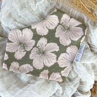 Baby Bib - Bandana Style Drool Bib - Hibiscus in Olive Green - Gender Neutral Baby Gift - Baby Shower Gift - Made in Maui, Hawaii USA