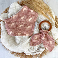 Baby Bib - Bandana Style Drool Bib - Sun Print - Gender Neutral Baby Gift- Baby Shower Gift - Made in Maui, Hawaii USA