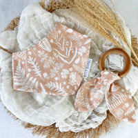 Baby Bib - Bandana Style Drool Bib - Ferns in Neutral - Gender Neutral Baby Gift - Baby Shower Gift - Made in Maui, Hawaii USA