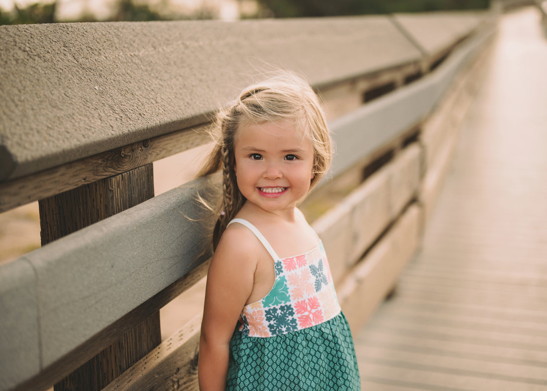 Handmade Girls' Hawaiian Quilt Design Dress with Fringe | Toddler & Baby Girl Dress | 100% Cotton | Made in Hawaii