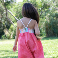 Handmade Girls Lei Print Twirl Dress – Rainbow Flower Design, 100% Cotton | Made in Maui, Hawaii