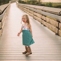 Handmade Girls' Hawaiian Quilt Design Dress with Fringe | Toddler & Baby Girl Dress | 100% Cotton | Made in Hawaii