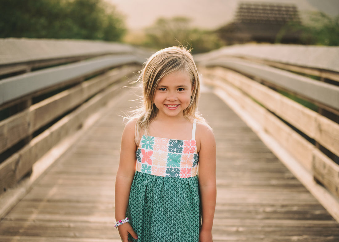 Handmade Girls' Hawaiian Quilt Design Dress with Fringe | Toddler & Baby Girl Dress | 100% Cotton | Made in Hawaii