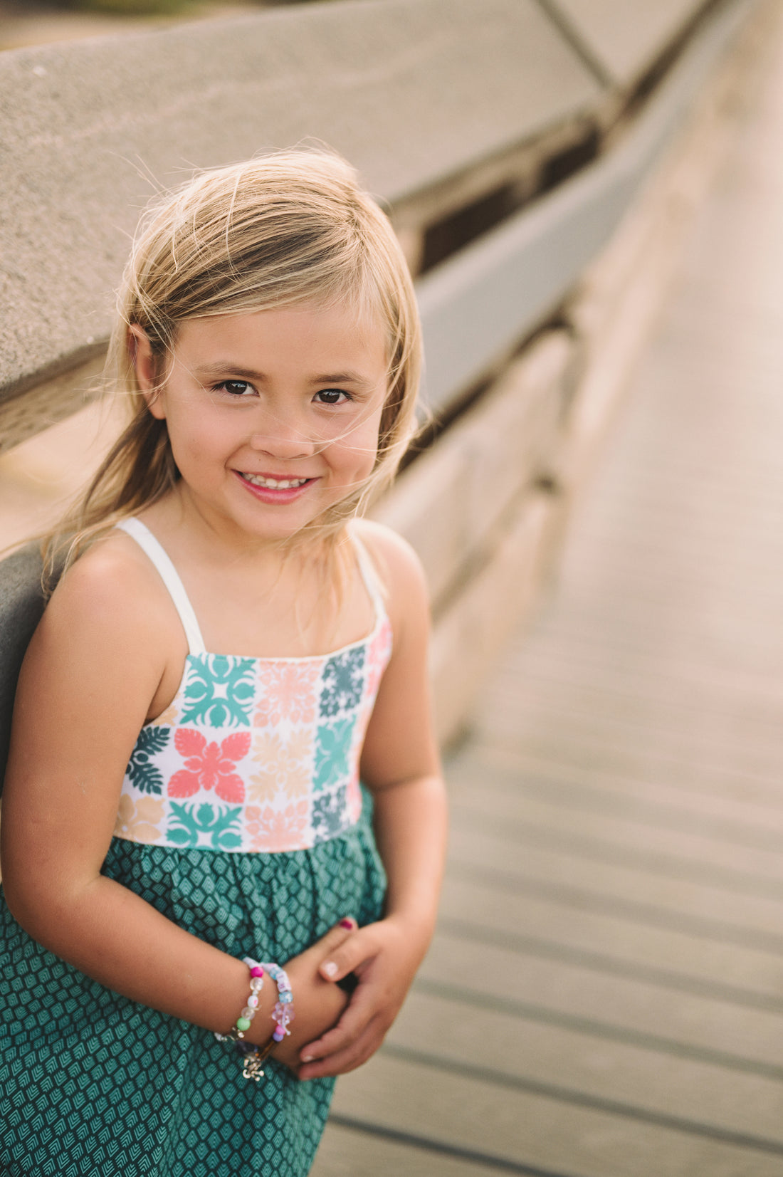Handmade Girls' Hawaiian Quilt Design Dress with Fringe | Toddler & Baby Girl Dress | 100% Cotton | Made in Hawaii