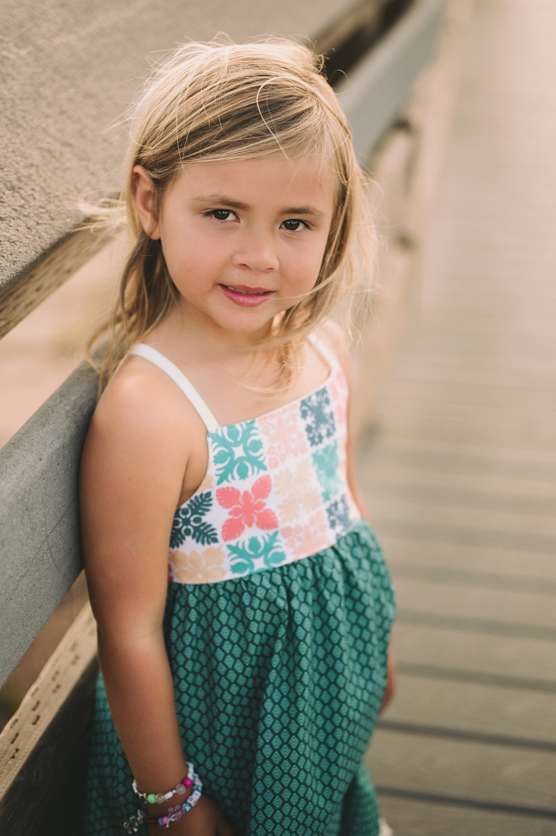Handmade Girls' Hawaiian Quilt Design Dress with Fringe | Toddler & Baby Girl Dress | 100% Cotton | Made in Hawaii