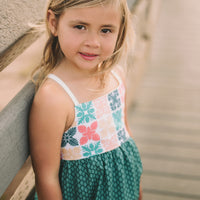 Handmade Girls' Hawaiian Quilt Design Dress with Fringe | Toddler & Baby Girl Dress | 100% Cotton | Made in Hawaii