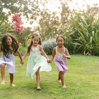 Handmade Hawaiian Girls Twirl Dress - Mint Hibiscus with Ric Rac Tie Straps