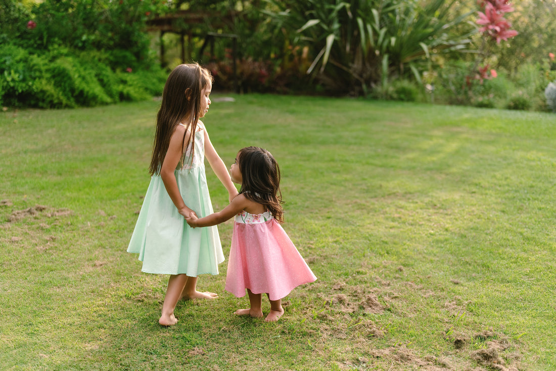 Handmade Hawaiian Girls Twirl Dress -  Plumeria Print