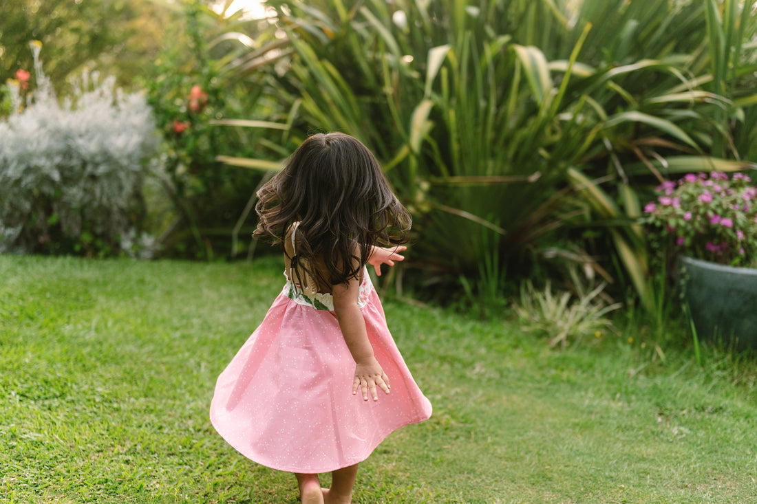 Handmade Hawaiian Girls Twirl Dress -  Plumeria Print
