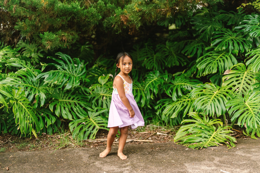 Monstera Twirl Dress -  Handmade Hawaiian-Inspired Girls Dress
