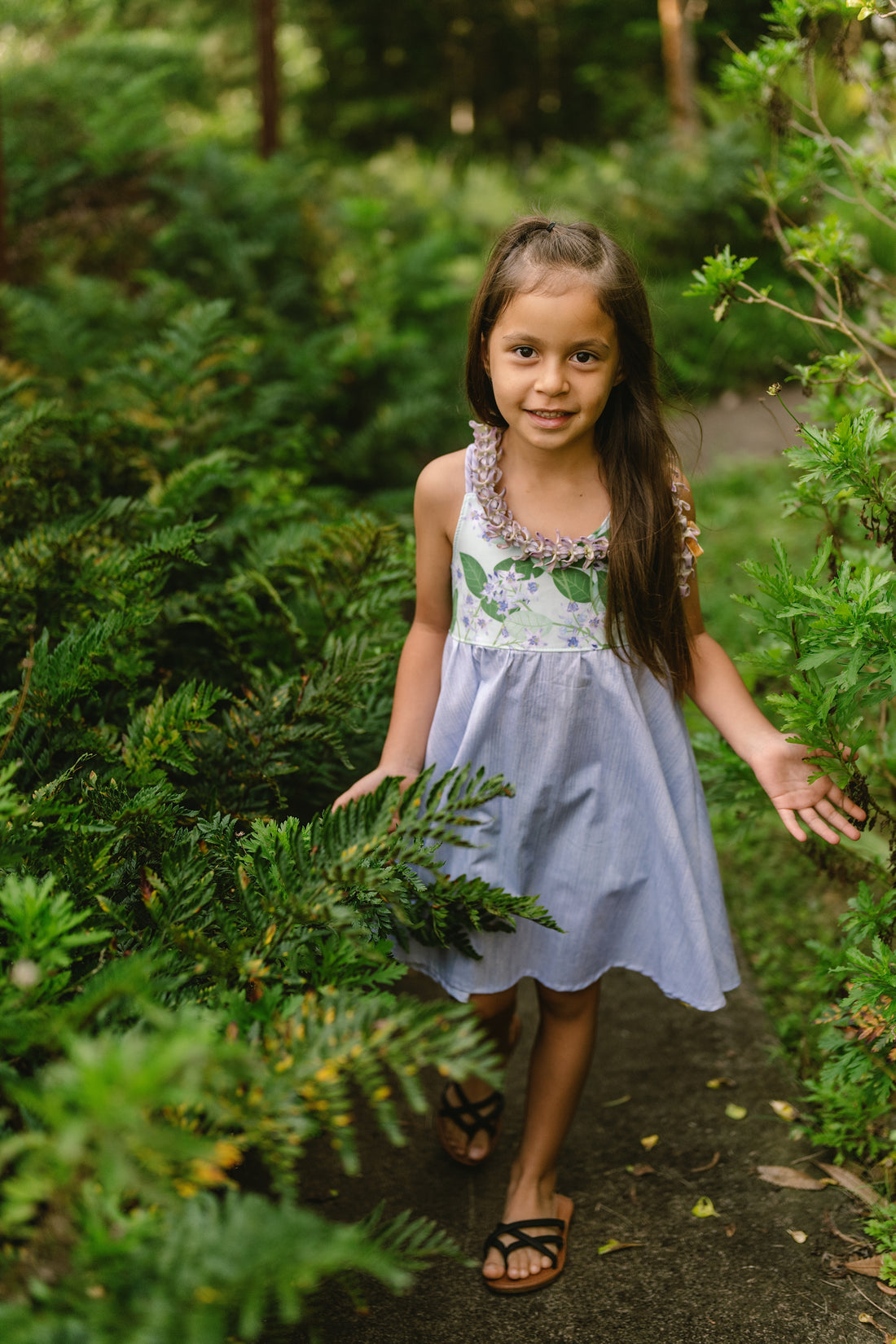 Handmade Hawaiian Girls Twirl Dress - Crownflower (Pua Kalaunu)