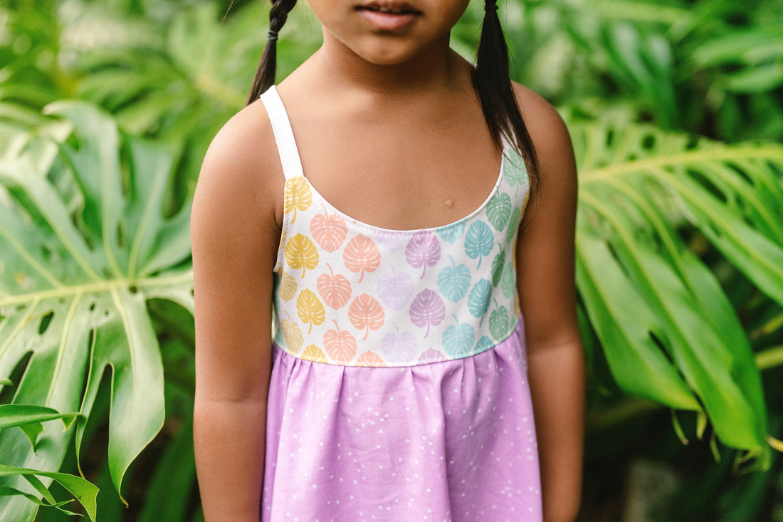 Monstera Twirl Dress -  Handmade Hawaiian-Inspired Girls Dress