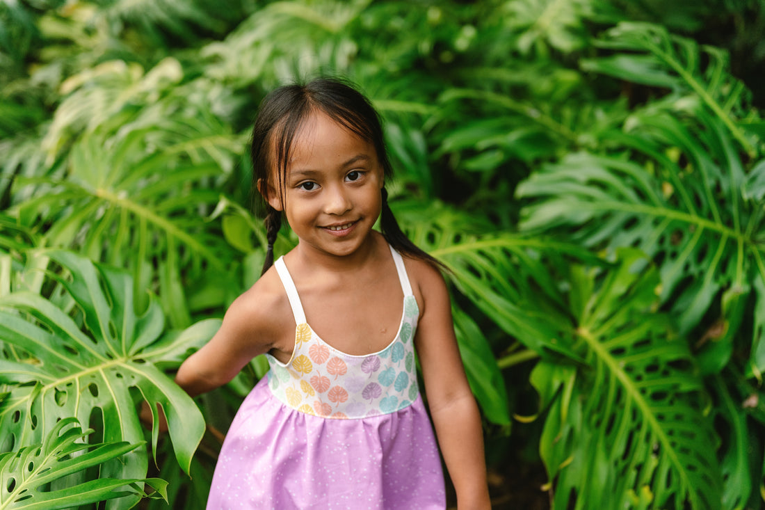 Monstera Twirl Dress -  Handmade Hawaiian-Inspired Girls Dress