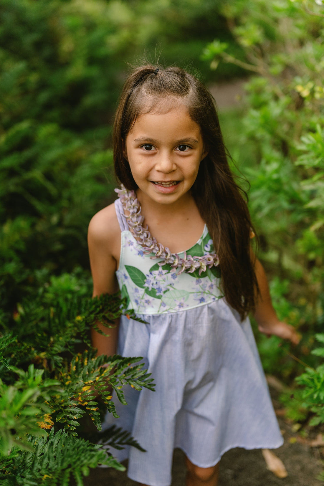Handmade Hawaiian Girls Twirl Dress - Crownflower (Pua Kalaunu)