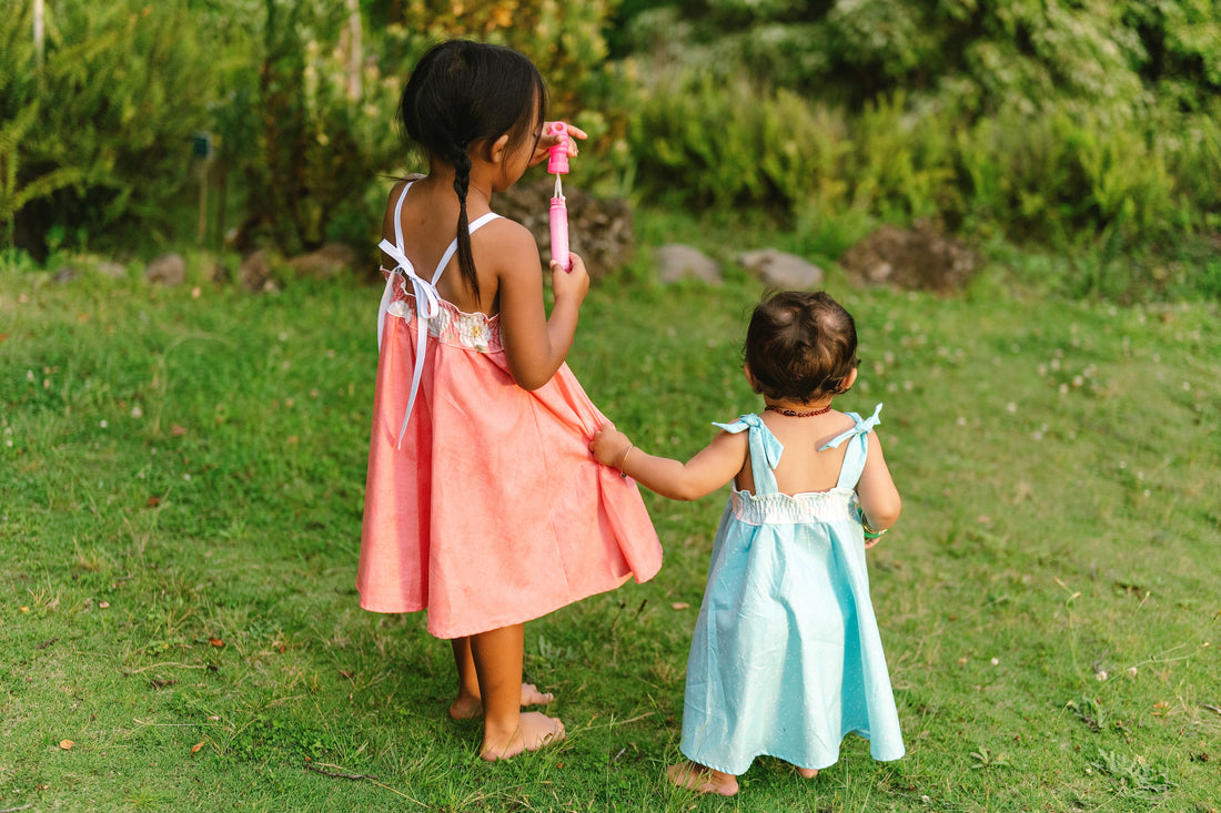 Bird of Paradise Twirl Dress -  Adjustable Tie Strap Girls Dress