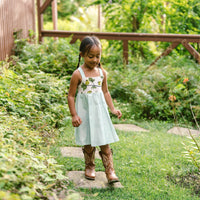Girls Twirl Dress - ʻAmakihi Bird Dress - Handmade Hawaiian Cotton Dress - Toddler & Baby Girls Dress