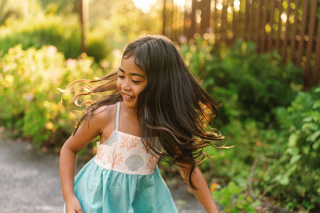 Coastal Blues Twirl Dress - Shell & Coral Girls Dress