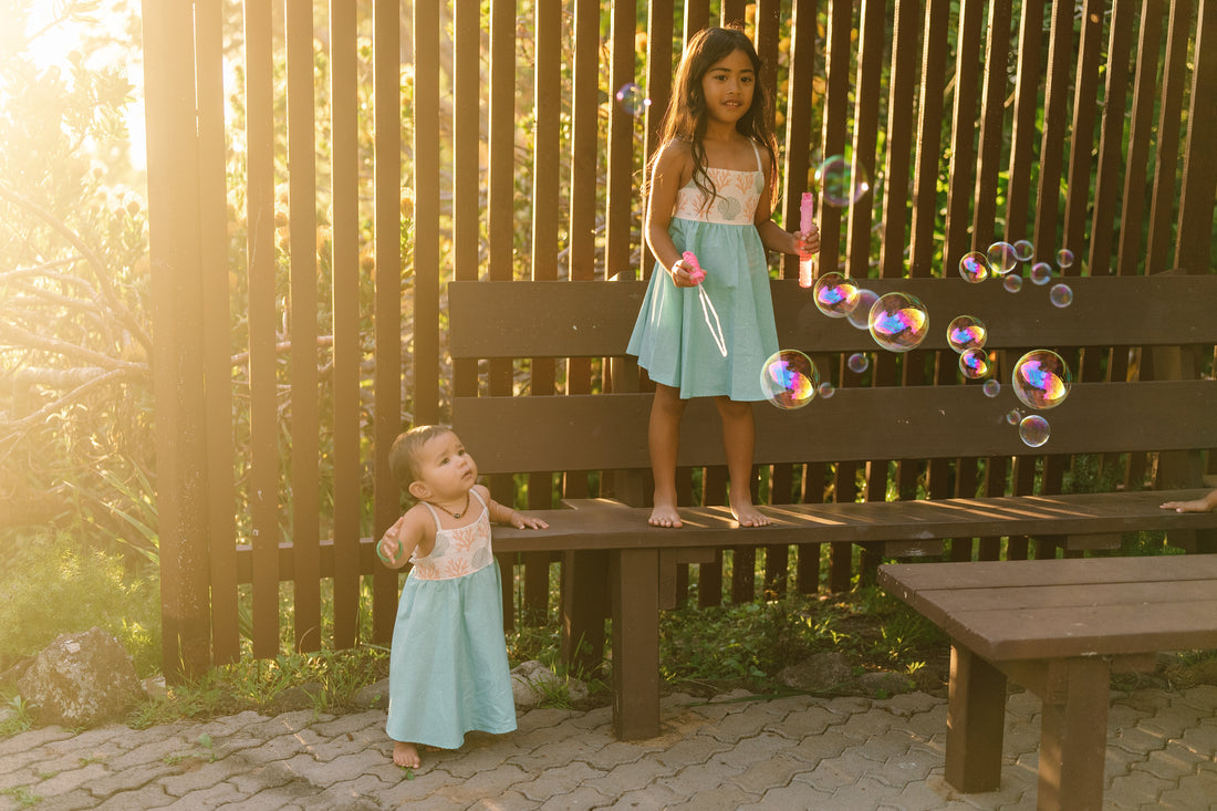 Coastal Blues Twirl Dress - Shell & Coral Girls Dress