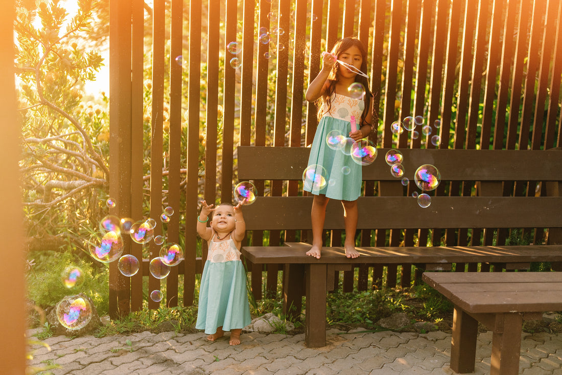 Coastal Blues Twirl Dress - Shell & Coral Girls Dress