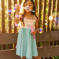Coastal Blues Twirl Dress - Shell & Coral Girls Dress