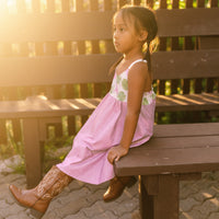Handmade Hawaiian Girls Twirl Dress – Pohuehue Flower Cotton Dress