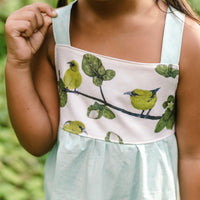 Girls Twirl Dress - ʻAmakihi Bird Dress - Handmade Hawaiian Cotton Dress - Toddler & Baby Girls Dress