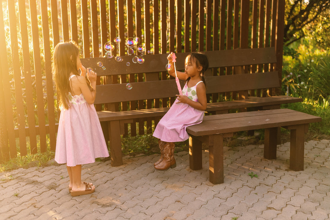 Handmade Hawaiian Girls Twirl Dress – Pohuehue Flower Cotton Dress