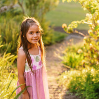 Handmade Hawaiian Girls Twirl Dress – Pohuehue Flower Cotton Dress