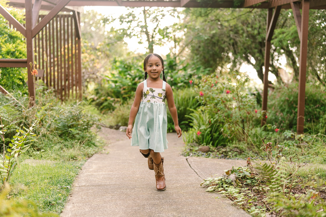 Girls Twirl Dress - ʻAmakihi Bird Dress - Handmade Hawaiian Cotton Dress - Toddler & Baby Girls Dress