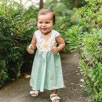 Girls Dress - 'Ilima Flower Print with Twirly Skirt and Lace -  Hawaii Floral Toddler Dress - Baby Girl Dress - Handmade in Maui, Hawaii USA